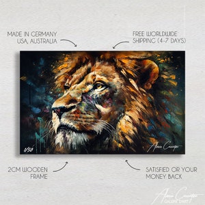 Animal Wall Art Prints, Abstract Lion Wall Art, Abstract Animal Art Poster, Lion Canvas Art, House Warming Gift New Home, Above Bed Decor image 7