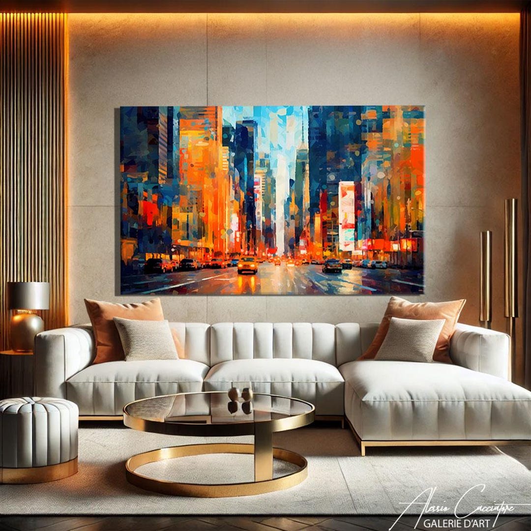 NYC Skyline Painting, New York City Print, Modern Abstract Art Canvas ...