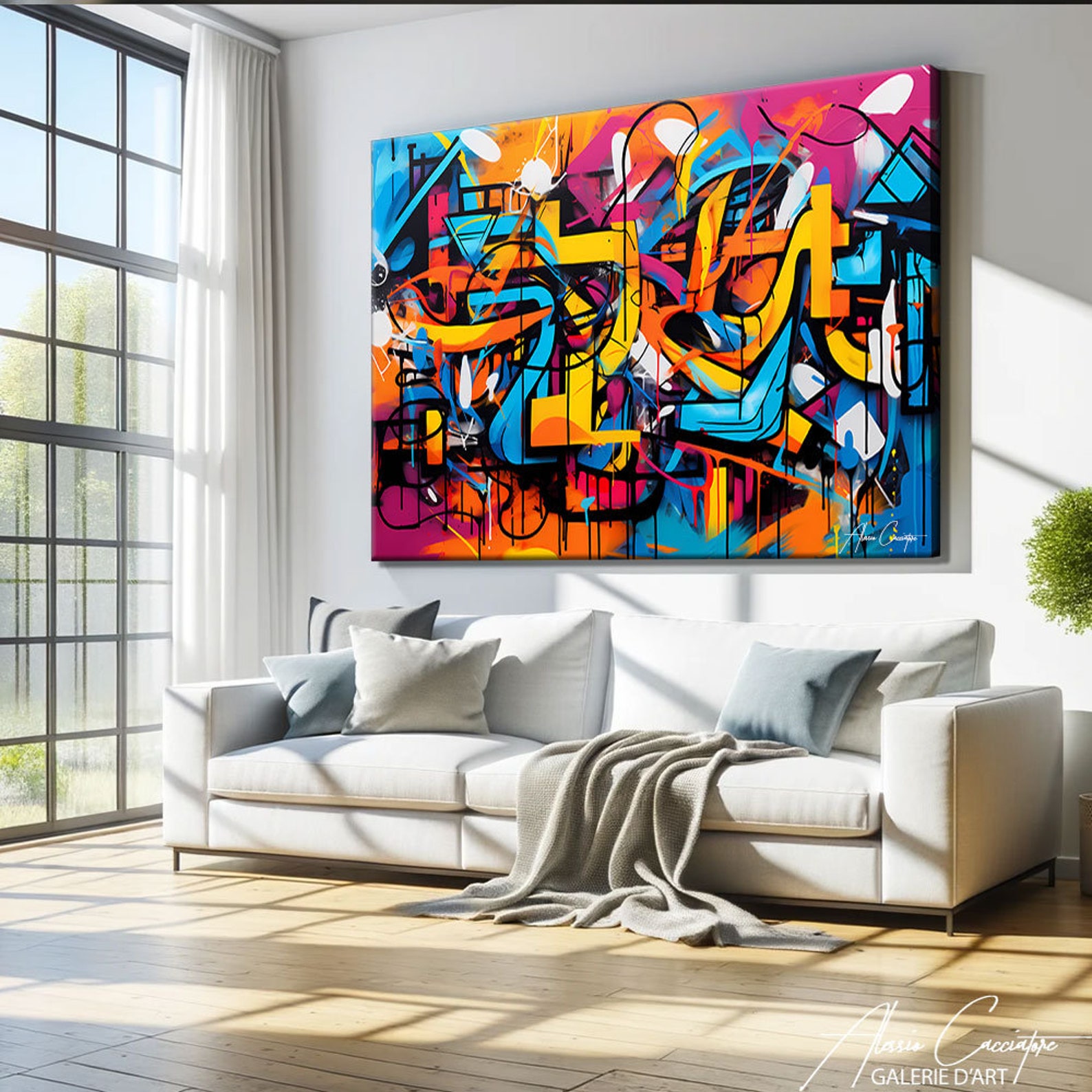 Graffiti Art Canvas Prints, Modern Pop Art Wall Prints, Large Colorful ...
