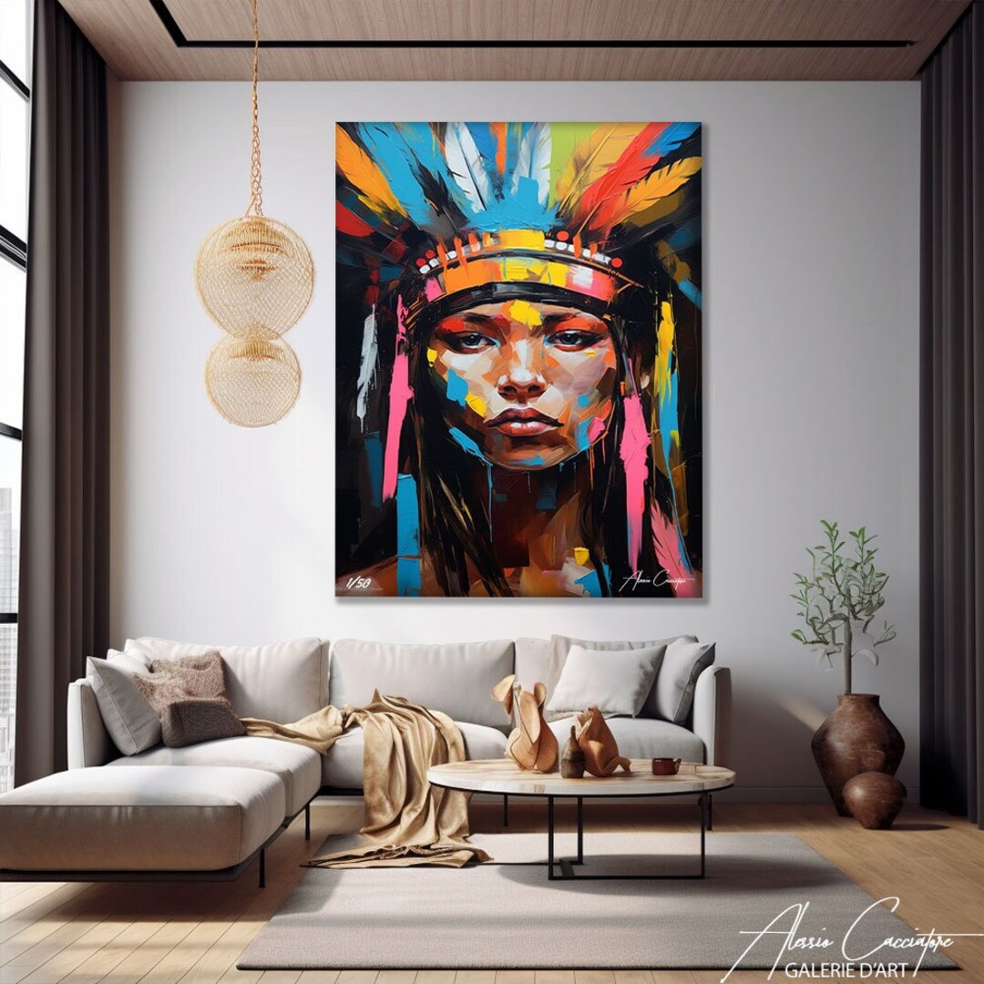 Indian Woman Art Print Native American Wall Art Framed Pop Etsy