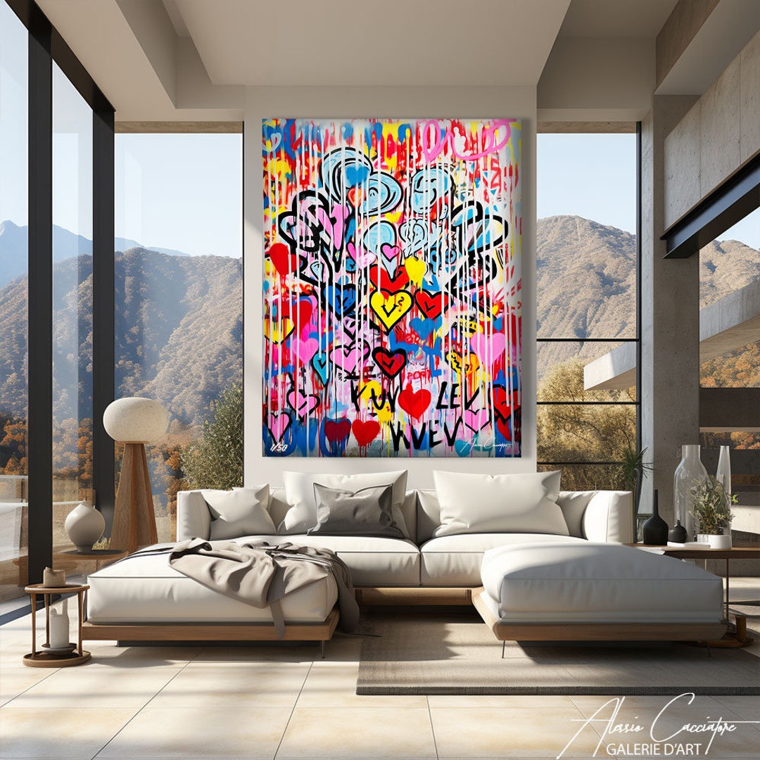 Graffiti Wall Art Canvas Abstract, Love Graffiti Canvas Art, Graffiti
