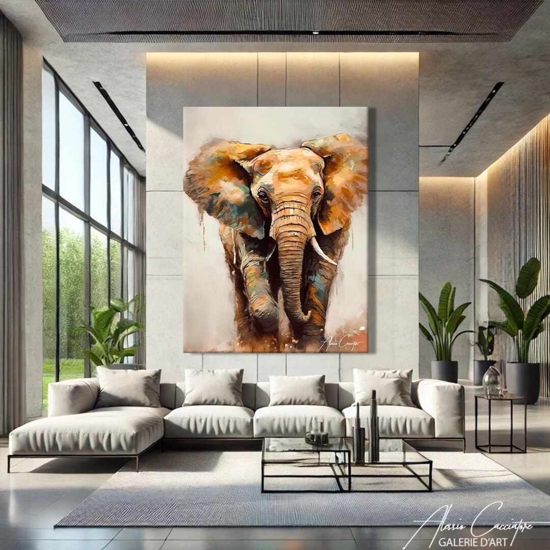 Elephant Wall Decor Bedroom, Extra Large Wall Art Abstract, Elephant ...