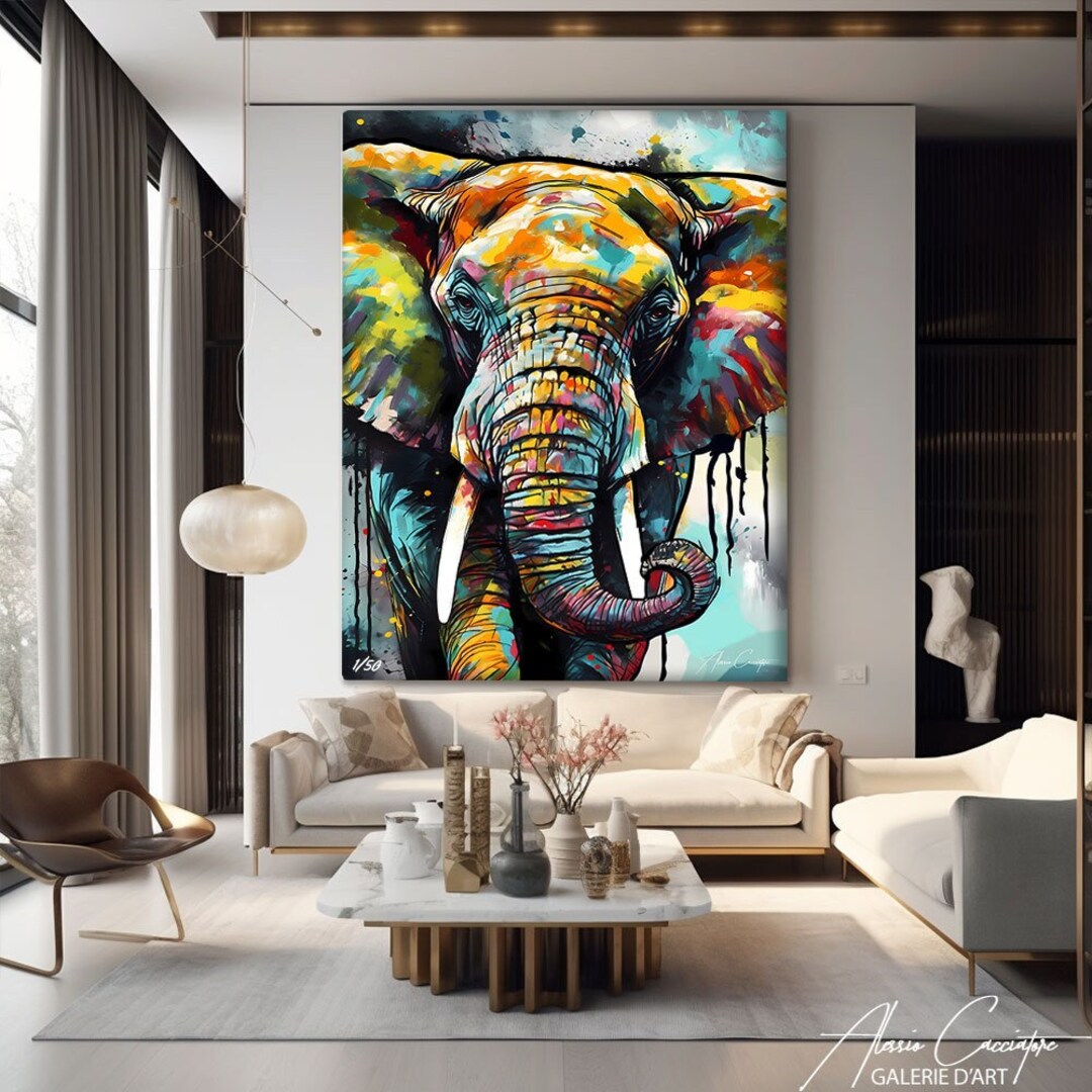 Elephant Wall Art Decor Animal Pop Art Decor African Animal Etsy