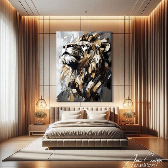 Abstract Lion Art Framed, Wildlife Prints for Living Room, Abstract Safari Wall Art, Majestic Lion Print, Wildlife Art Prints, Above Bed Art