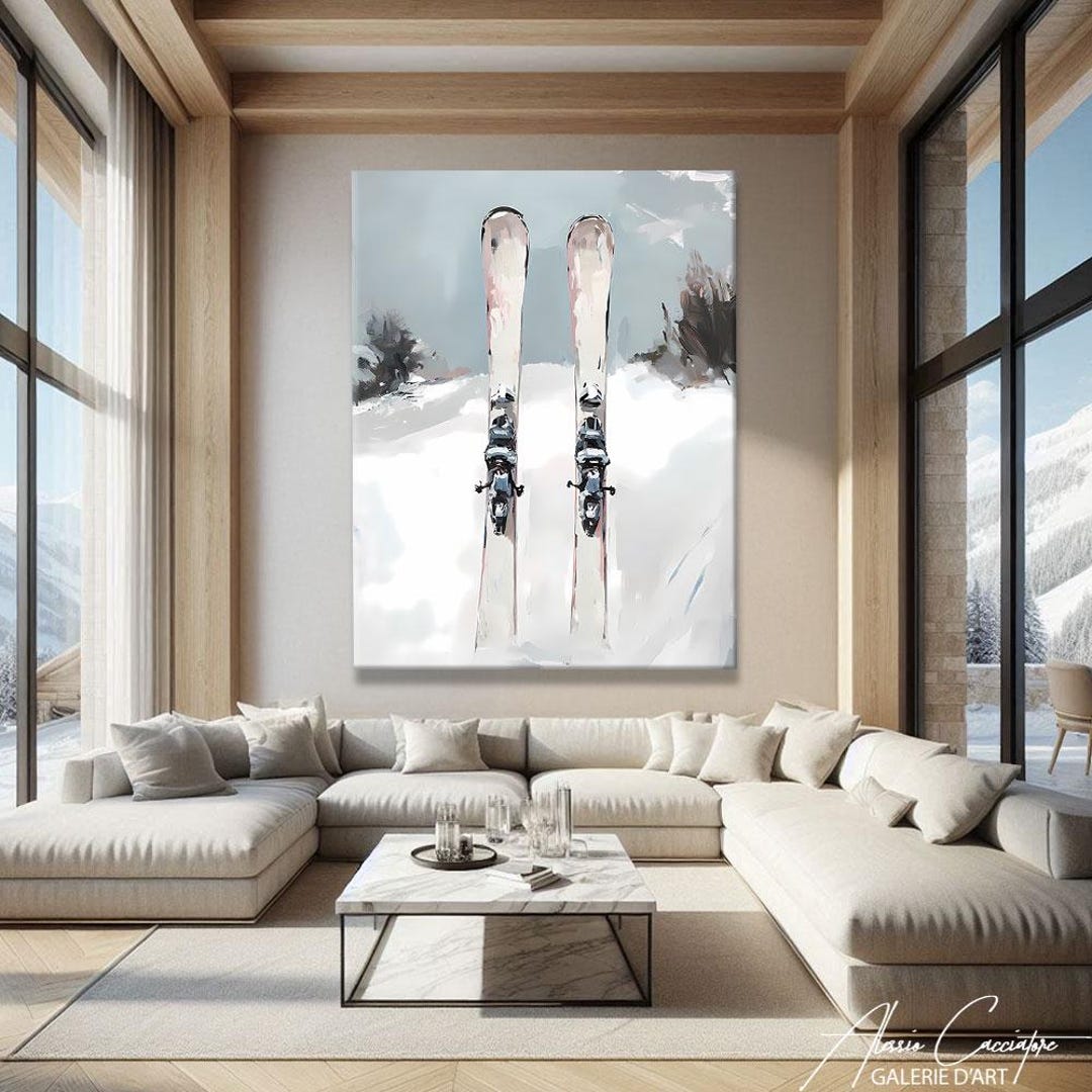 Ski Art Print, Vintage Mountain Print, Nordic Wall Art Print, Snowy ...