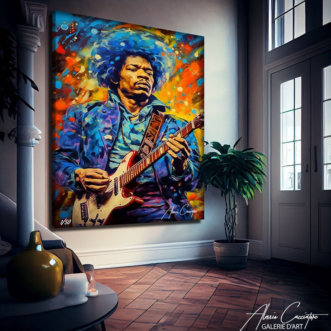 Jimi Hendrix Print, Music Wall Art Prints, Colorful Painting Print