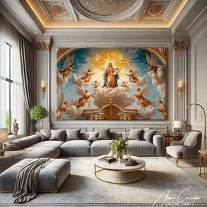 Chuch Wall Decor Over The Bed, Christian Wall Art Print, Bible Wall Art Modern, Catholic Prints, Virgin Mary Painting, Biblical Art Prints