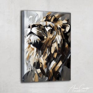 Abstract Lion Art Framed, Wildlife Prints for Living Room, Abstract Safari Wall Art, Majestic Lion Print, Wildlife Art Prints, Above Bed Art