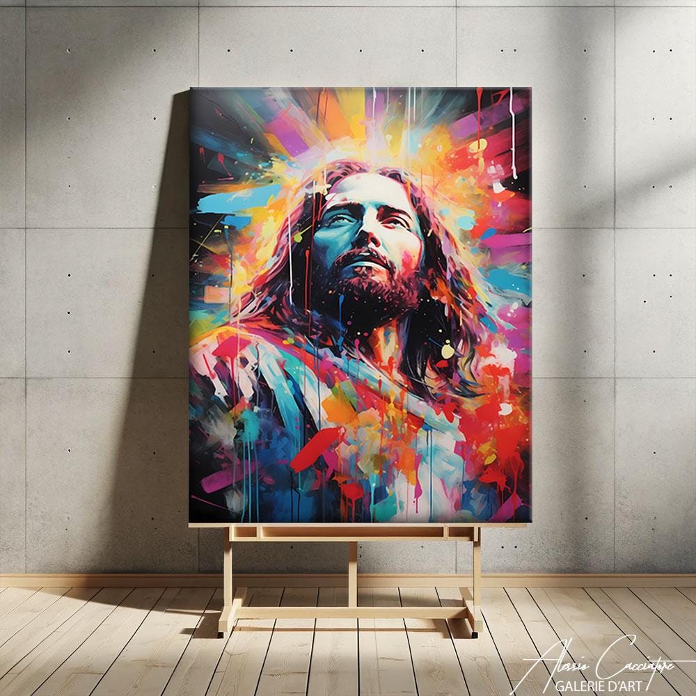 Modern Jesus Wall Art Canvas, Pop Art Decor, Abstract Pop Art Prints ...