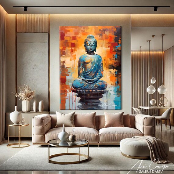 Meditation Wall Art Framed, Modern Buddha Art Print, Peaceful Bedroom Art Decor, Large Yoga Wall Art, Zen Buddhist Art