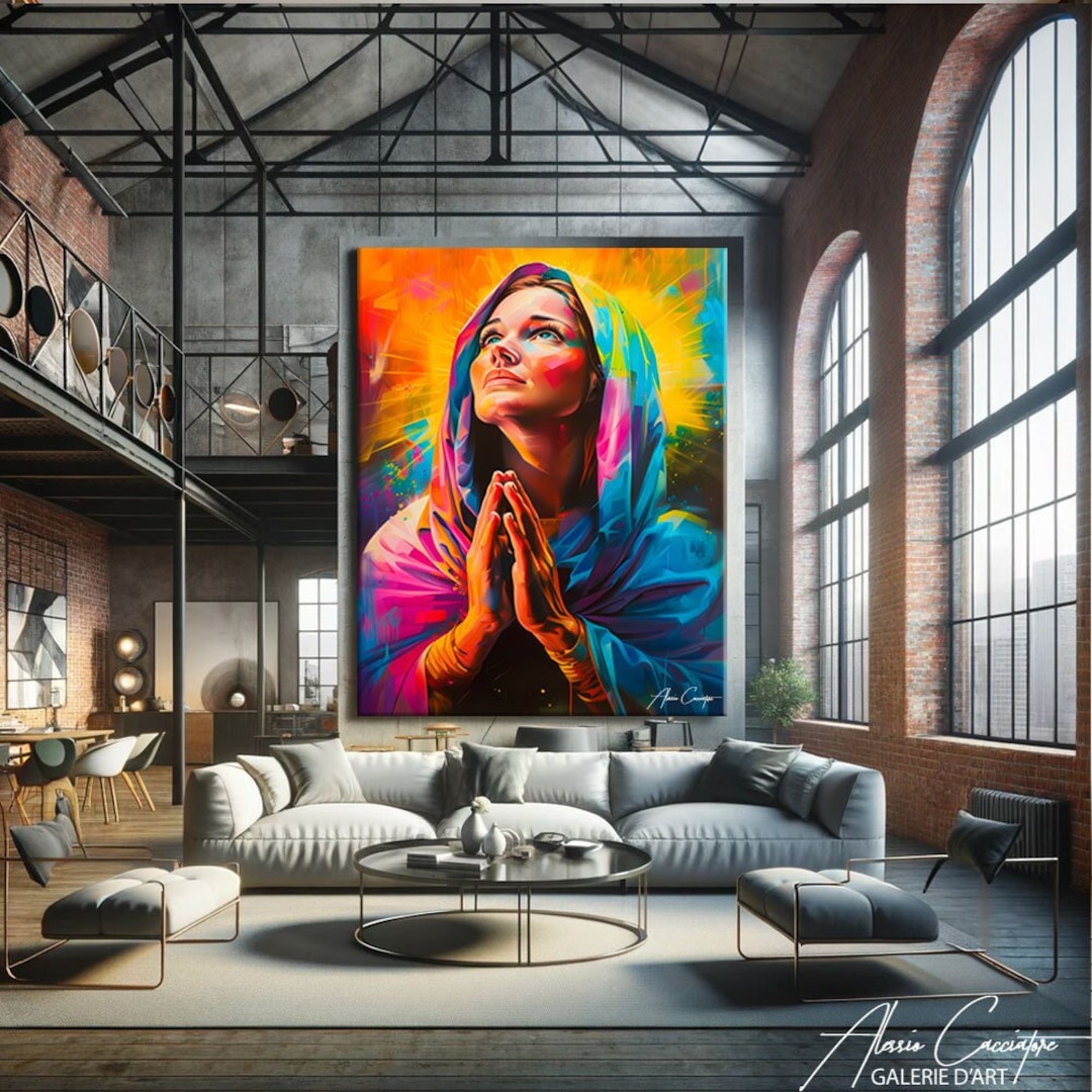 Modern Christian Wall Art Framed, Pop Art Print Canvas, Virgin Mary Art ...
