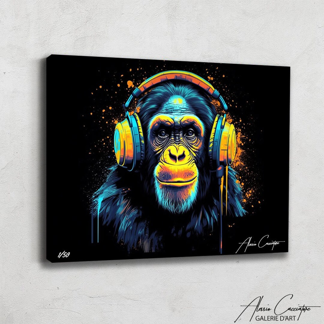 Dj Monkey Wall Art Black Pop Art Print Pop Culture Art Etsy