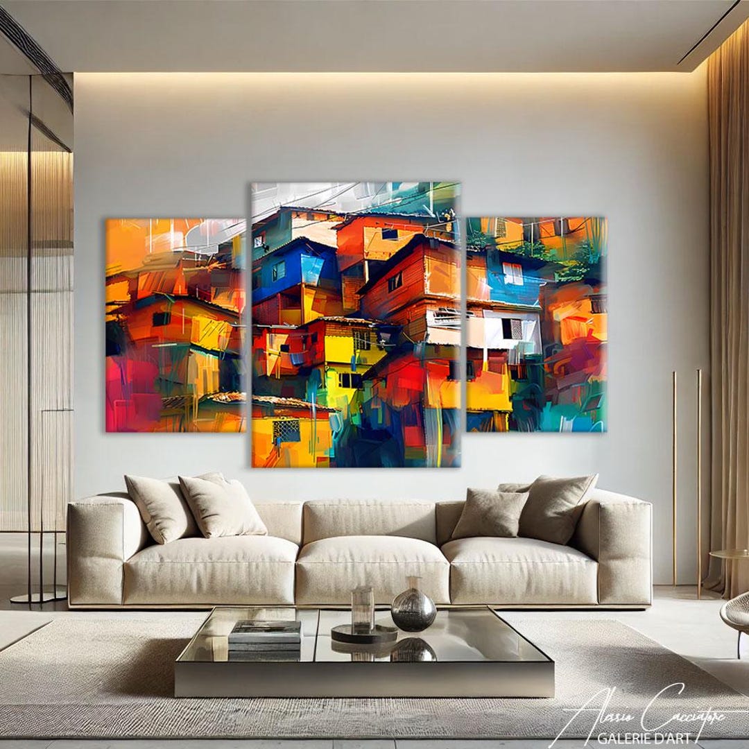 Large Urban Wall Art, Set of 3 Prints Abstract, Modern Architecture ...