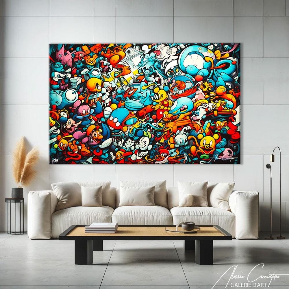 Graffiti Print, Pop Culture Wall Art Painting, Street Art Canvas