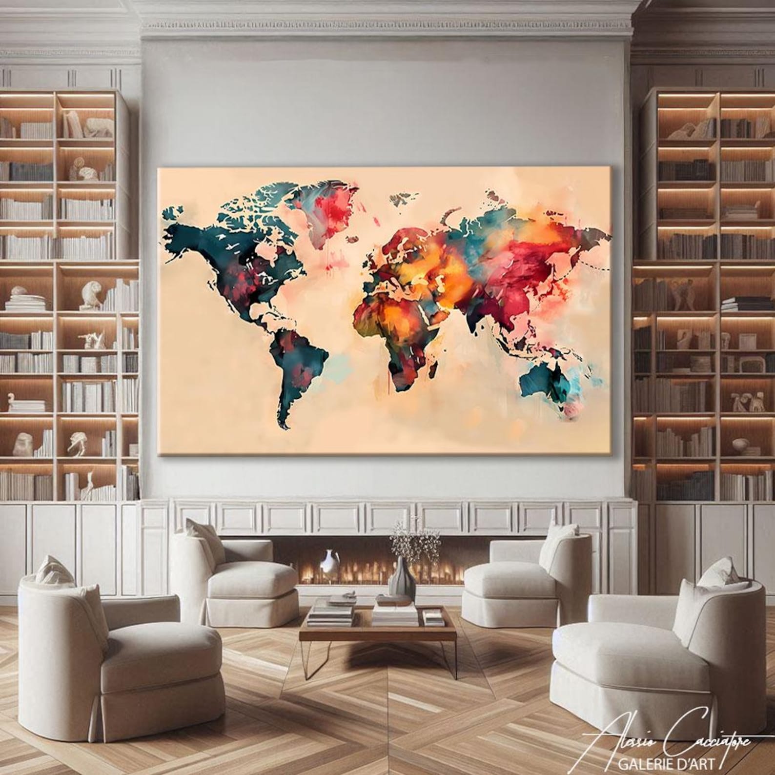 Map of the World Canvas, World Map Wall Art Large, Above Bed Wall Decor ...