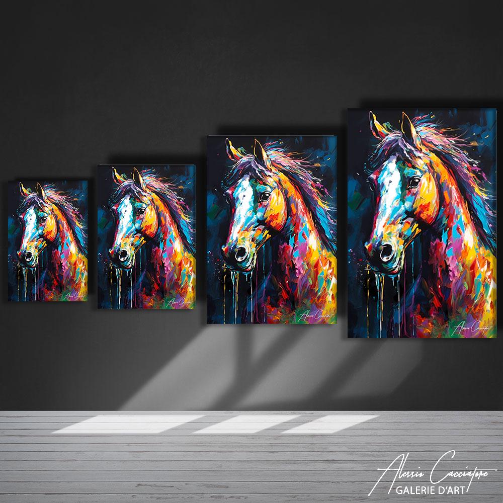 Colorful Horse Wall Art Canvas, Equestrian Painting, Horse Art Print ...