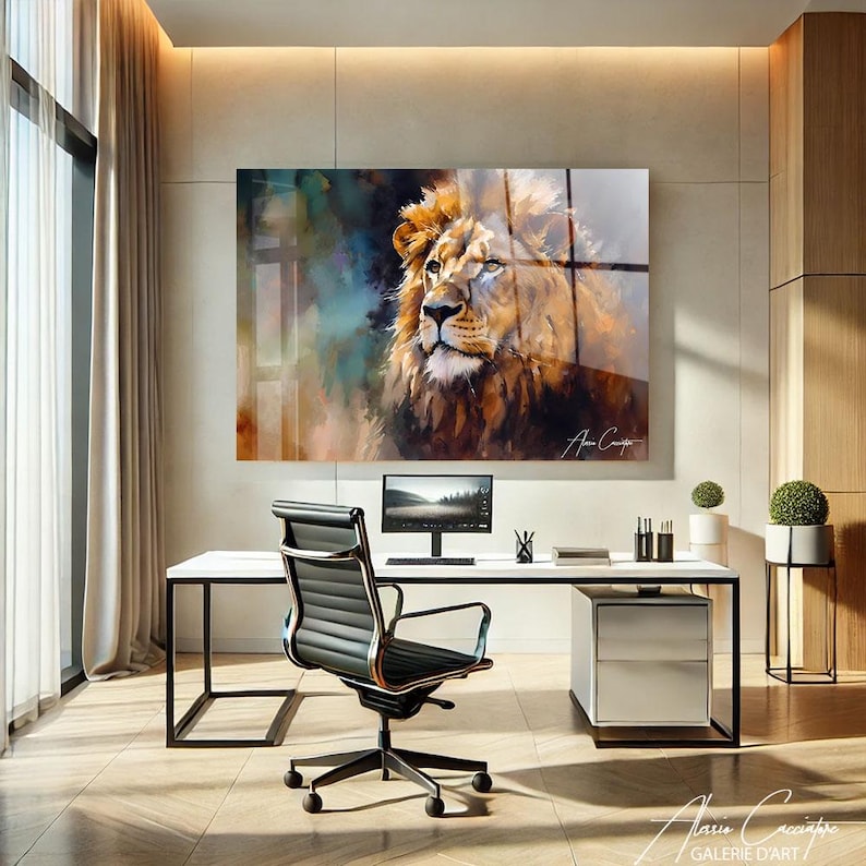 Lion Print, Acrylic Print Wall Art, Abstract Animal Art, Animal Wall Decor, Modern Farmhouse Decor, Plexiglass Wall Art, Tempered Glass Art