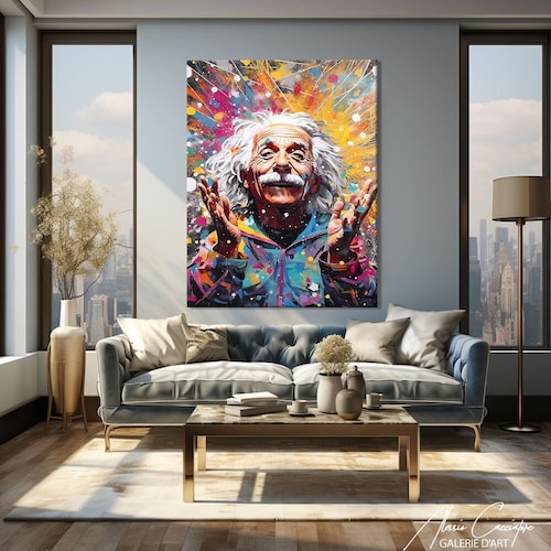 Albert Einstein Wall Art, Canvas Pop Art Print, Pop Culture Wall