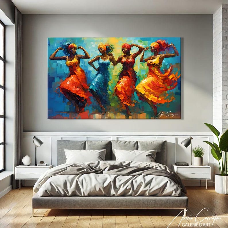 African Wall Art Canvas, African Women Painting Abstract, African ...