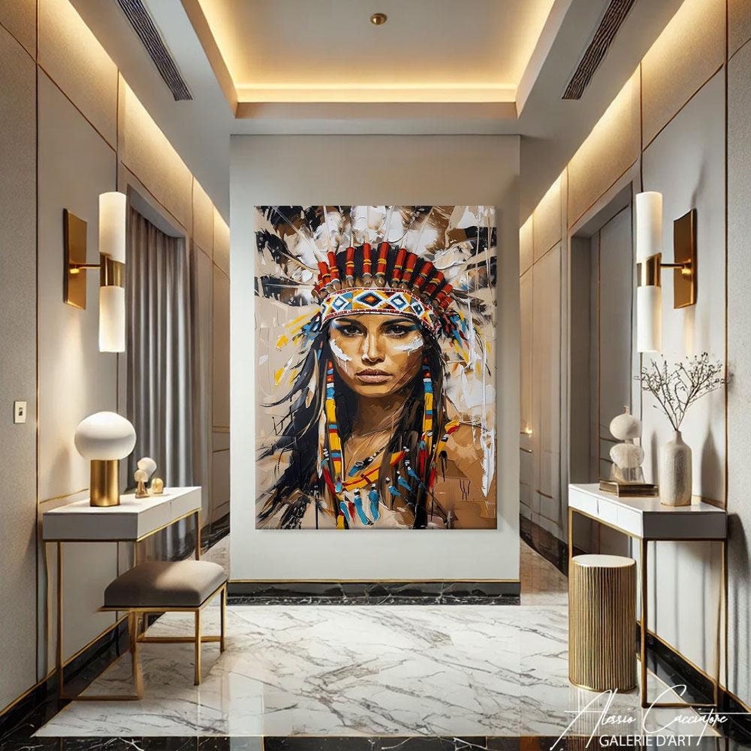 Native American Woman Decor Wall Art, Indigenous Artwork, Aboriginal ...