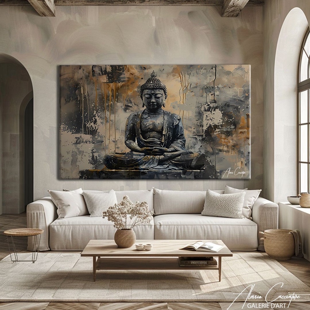 Buddha Canvas Painting, Religious Wall Art Decor, Abstract Yoga Canvas ...