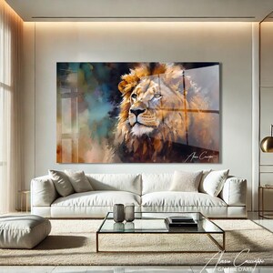 Lion Print, Acrylic Print Wall Art, Abstract Animal Art, Animal Wall Decor, Modern Farmhouse Decor, Plexiglass Wall Art, Tempered Glass Art