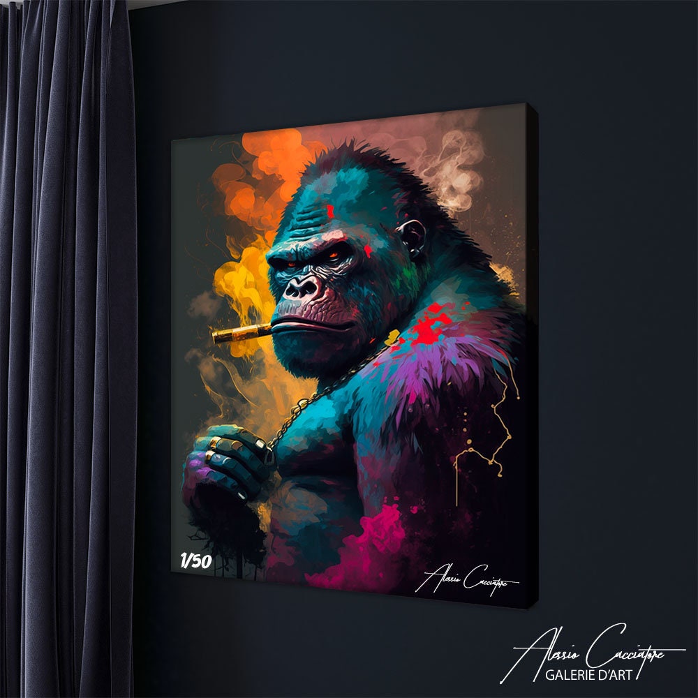 Monkey Home Decor Gorilla Wall Art Framed Pop Art Canvas Etsy