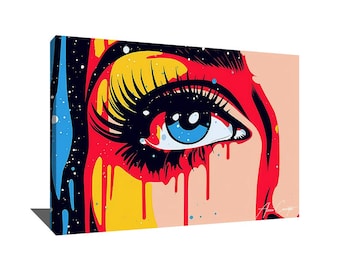 Modern Pop Art Prints, Blue Eye Art Print, Urban Canvas Art, Pop