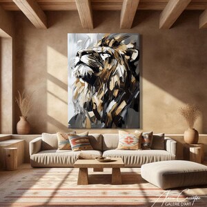 Abstract Lion Art Framed, Wildlife Prints for Living Room, Abstract Safari Wall Art, Majestic Lion Print, Wildlife Art Prints, Above Bed Art