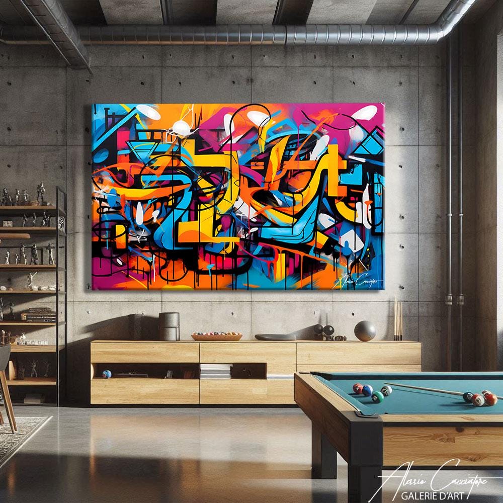 Graffiti Art Canvas Prints, Modern Pop Art Wall Prints, Large Colorful ...