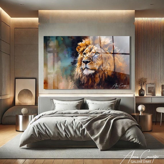 Lion Print, Acrylic Print Wall Art, Abstract Animal Art, Animal Wall Decor, Modern Farmhouse Decor, Plexiglass Wall Art, Tempered Glass Art