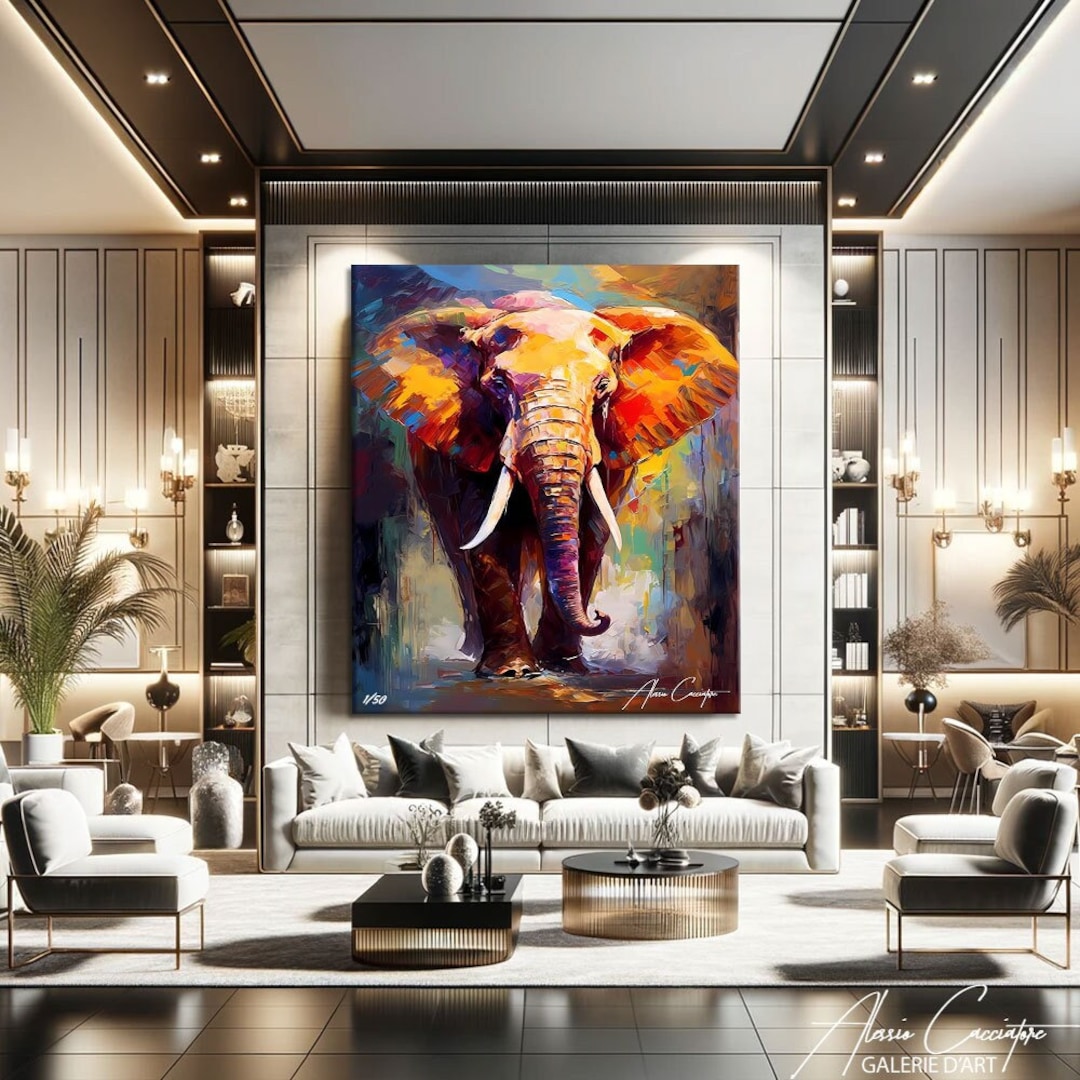 Elephant Wall Decor Animals, Extra Large Wall Art Abstract Decor ...