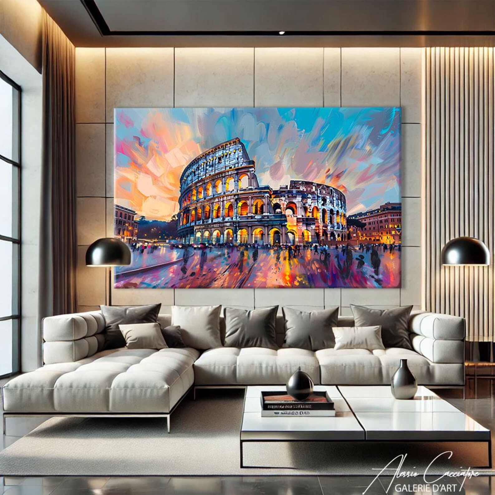 Colosseum Painting, Italy Art Print, Abstract Pop Art Canvas, Rome Wall ...