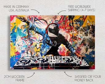 Dj Wall Art, Hip Hop Canvas Art, Music Room Decor Modern, Hip Hop