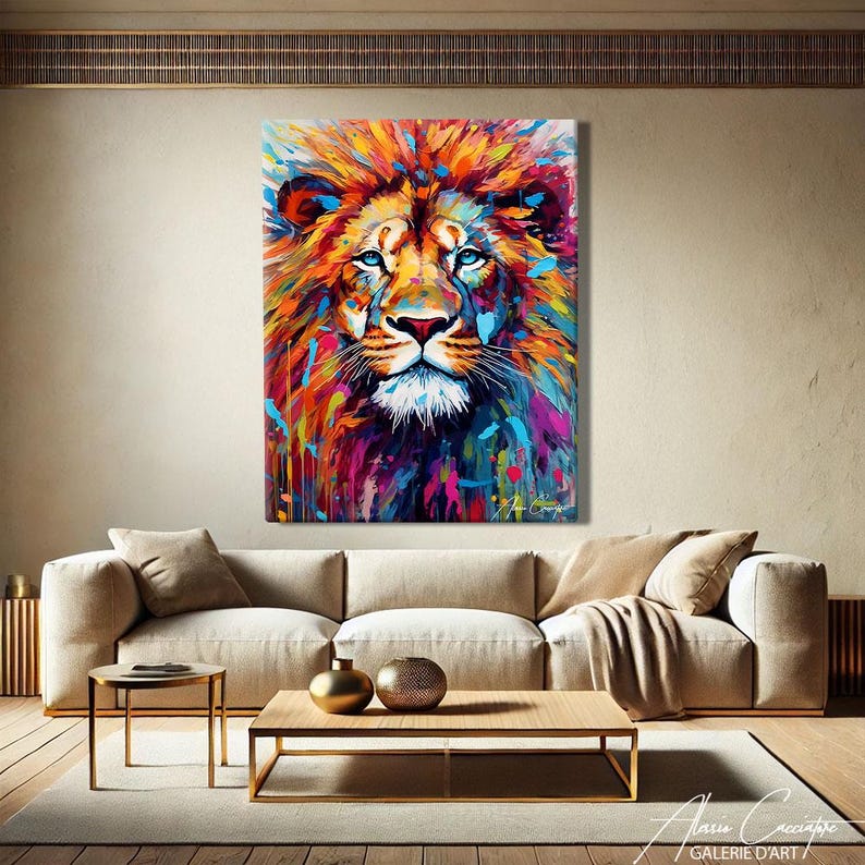 Lion Print Wall Art, Pop Art Print, Graffiti Art Canvas, Lion Head Wall Art Lion Artwork Print, Pop Culture Wall Art, Gift For Girlfriend
