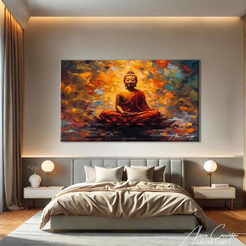 Buddha Canvas Painting, Yoga Artwork, Meditation Art Print, Buddha Wall ...