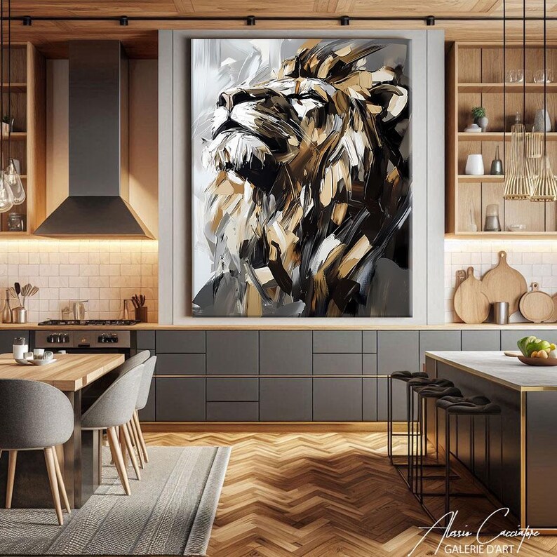 Abstract Lion Art Framed, Wildlife Prints for Living Room, Abstract Safari Wall Art, Majestic Lion Print, Wildlife Art Prints, Above Bed Art