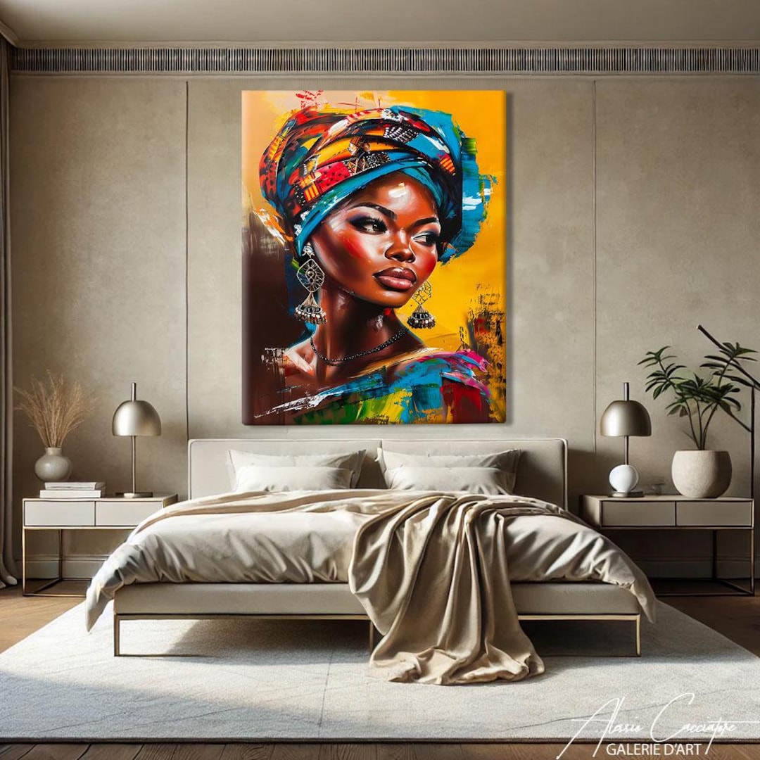 African Woman Art Prints, Black Woman Art Canvas Wall Art, Black Girl ...