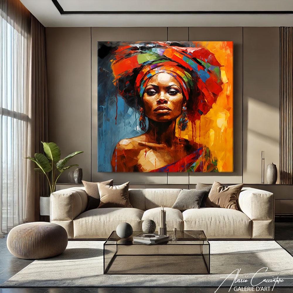 Stampa Su Tela Quadro Donna Afroamericana Moderna - Ritratto Ragazza Nera, Decorazione Artistica Da Parete Per Soggiorno E Camera Da Letto, Dimensioni 30x40 O 40x60 Cm - copertina