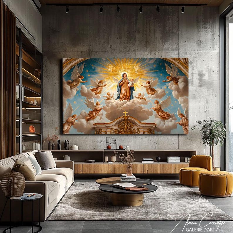 Chuch Wall Decor Over The Bed, Christian Wall Art Print, Bible Wall Art Modern, Catholic Prints, Virgin Mary Painting, Biblical Art Prints