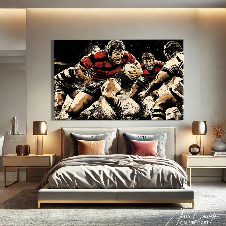 Rugby Wall Art, Large Masculine Art, Man Cave Wall Art Canvas, Boys ...