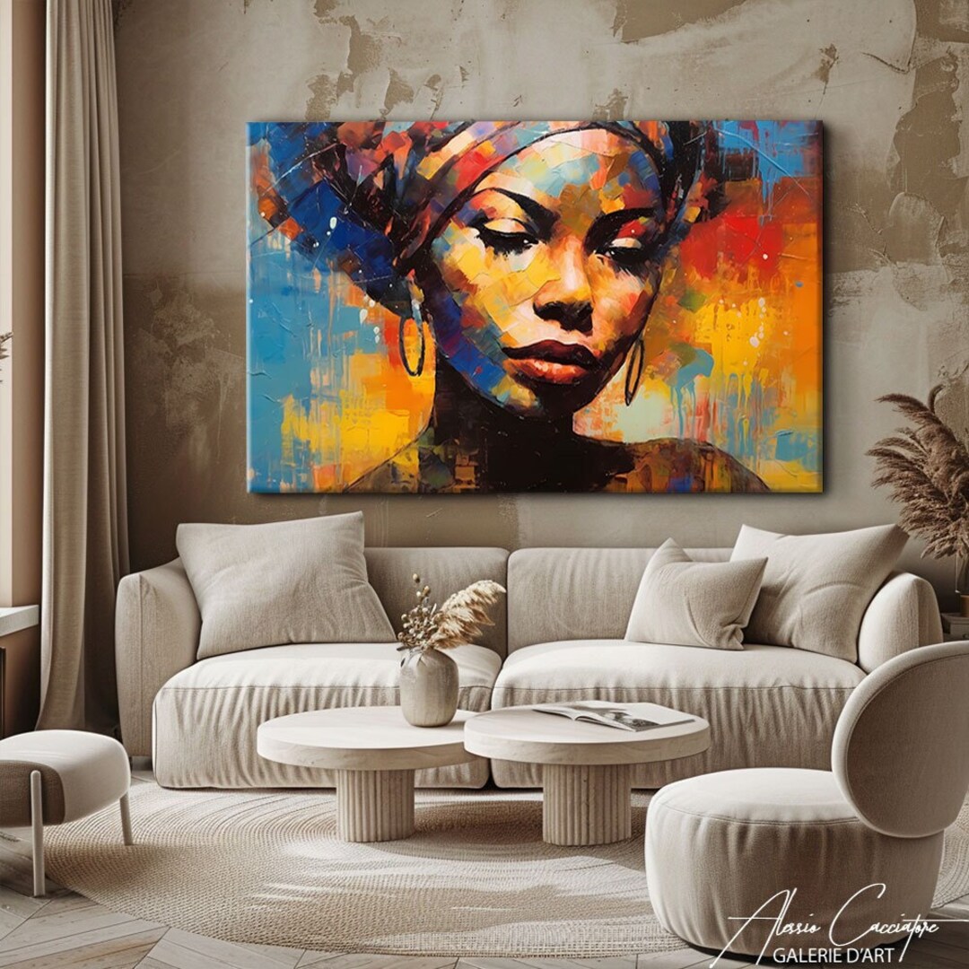 Colorful African Woman Canvas Art, Afro Wall Art, African Woman