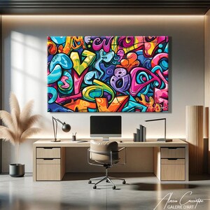 Colorful Graffiti Wall Art Canvas, Urban Wall Art, Graffiti Painting Original, Street Wall Art, Pop Culture Prints, Urban Paint Canvas