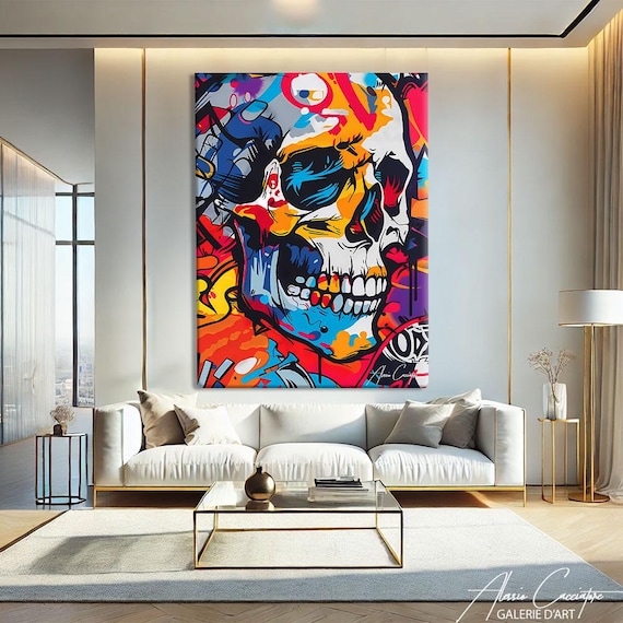 Skull Wall Art, Modern Pop Art Prints, Colorful Skull Art Print