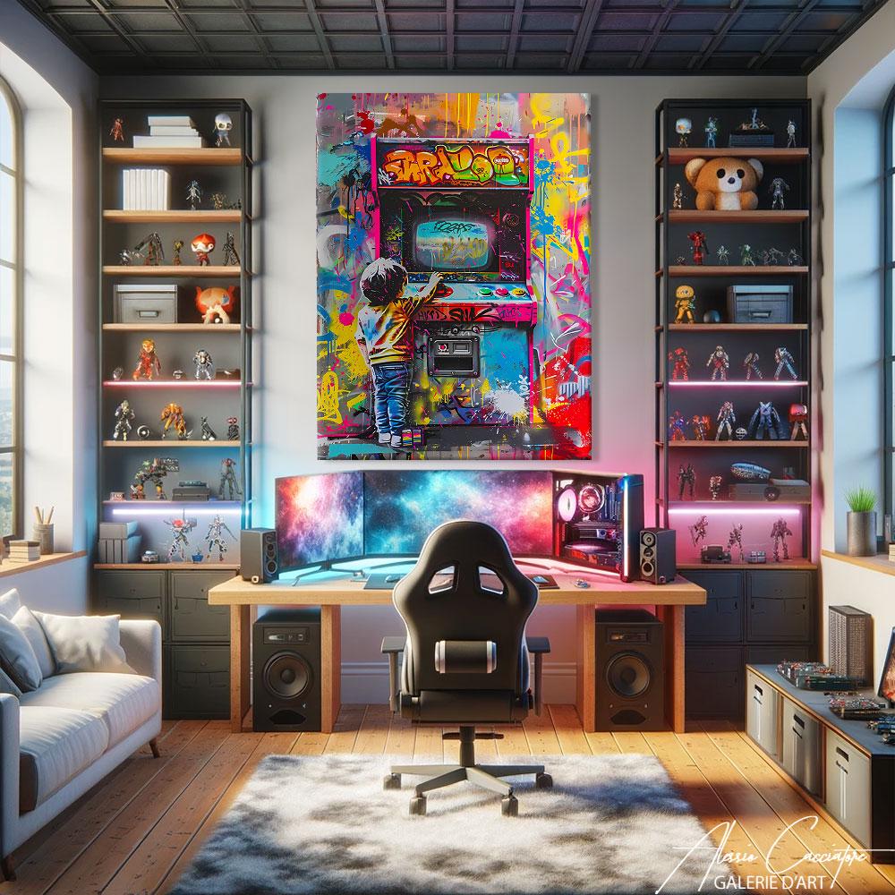 Retro Arcade Decor, Graffiti Art for Bedroom Wall, Retro Street Art ...