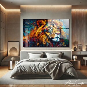 Colorful Lion Art Decor, Lion Tempered Glass Wall Decor, Acrylic Animal Wall Art, Abstract Lion Wall Art Decor, Acrylic Glass Wall Art