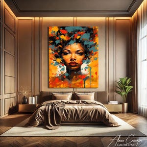 African Wall Art Canvas, African Woman Painting Abstract, African American Art Poster, Anniversary Gift For Him, Wall Art Prints Trendy