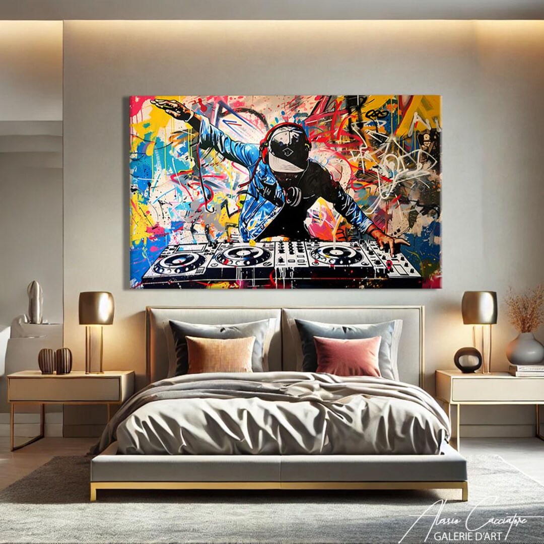 Dj Wall Art, Hip Hop Canvas Art, Music Room Decor Modern, Hip Hop