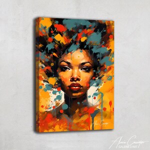 African Wall Art Canvas, African Woman Painting Abstract, African American Art Poster, Anniversary Gift For Him, Wall Art Prints Trendy