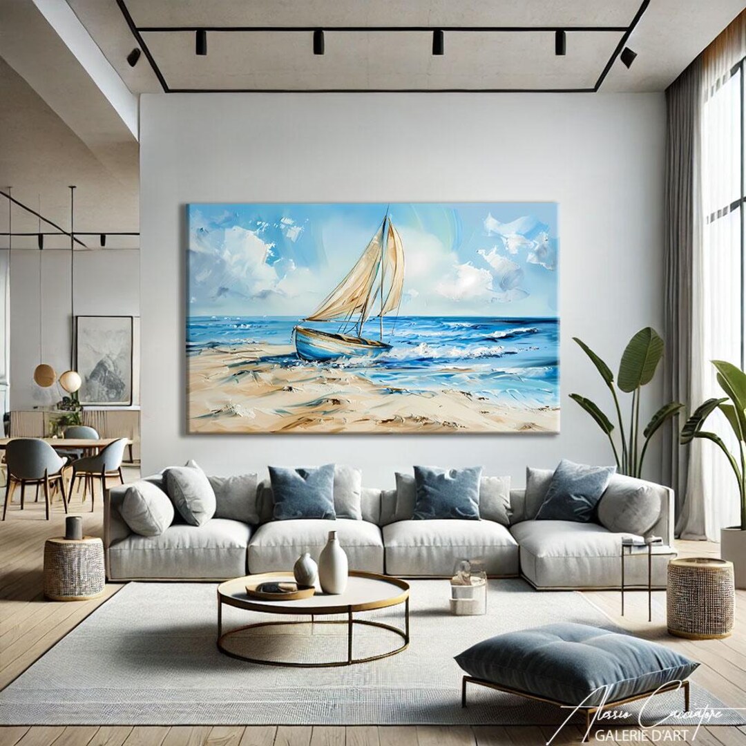 Sailboat Wall Art Print, Blue Nautical Art Prints, Coastal Decor for ...